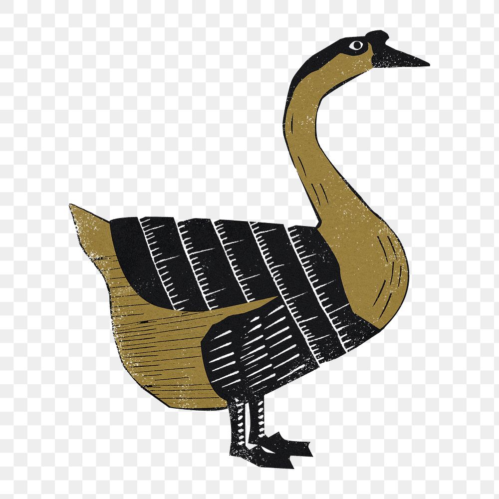 Wildlife animal goose png sticker gold black stencil pattern