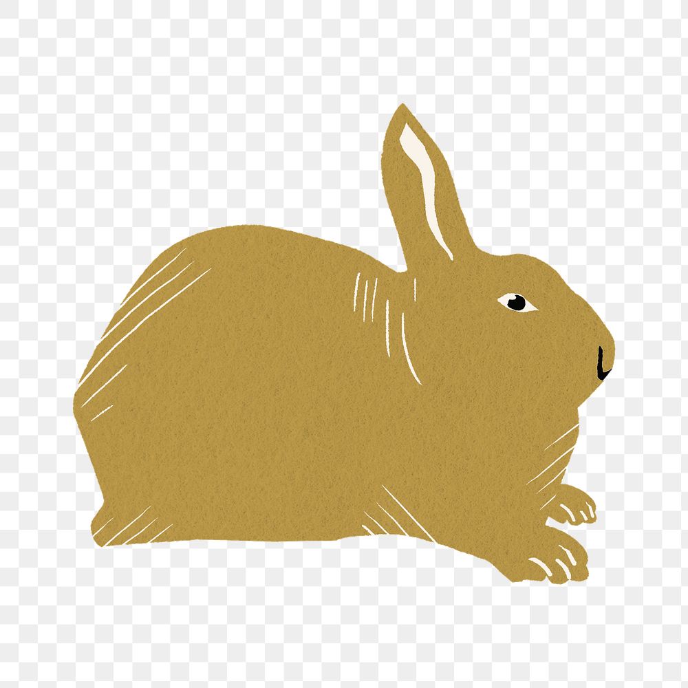 Gold rabbit png animal sticker vintage drawing