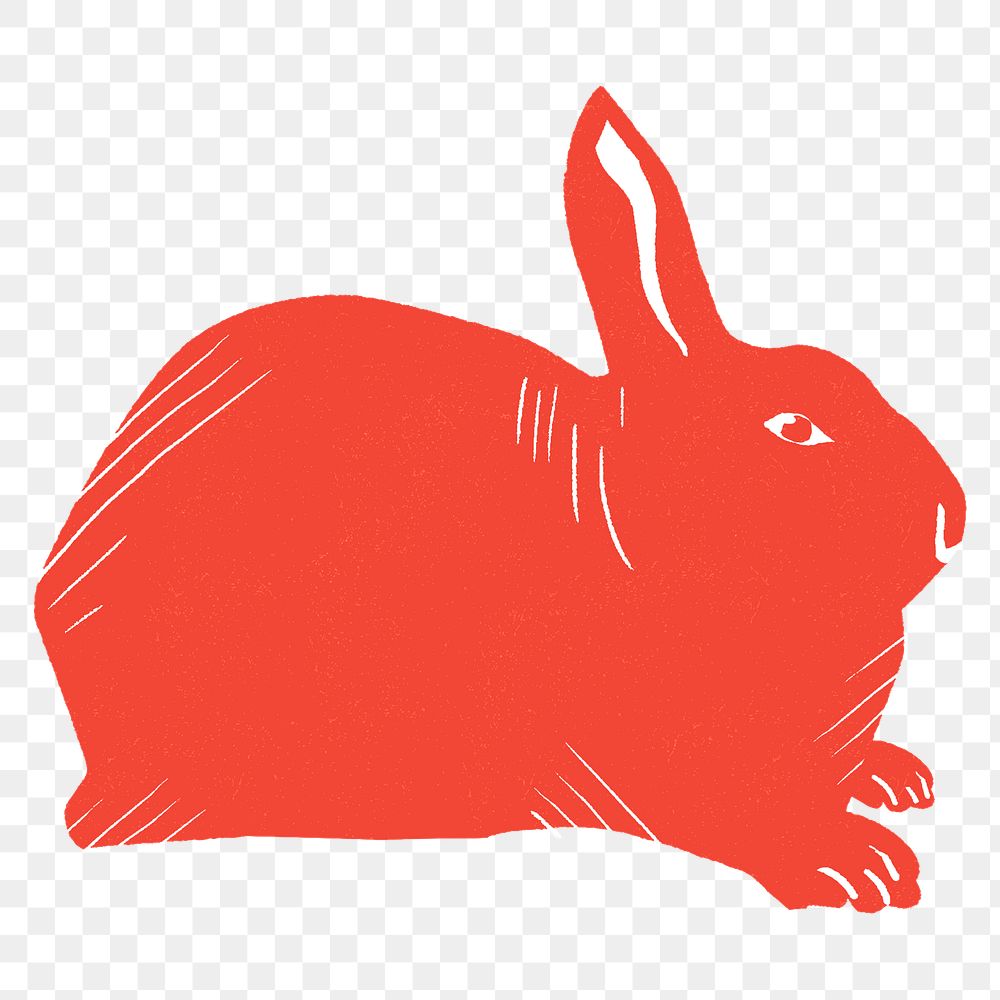 Vintage red rabbit png animal sticker hand drawn clipart