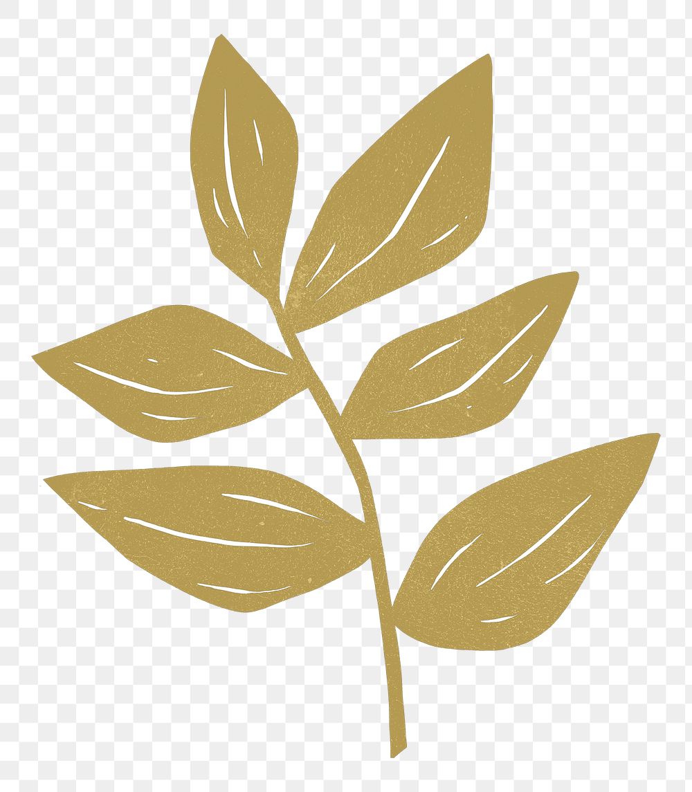 Leaf botanical illustration png sticker vintage gold drawing