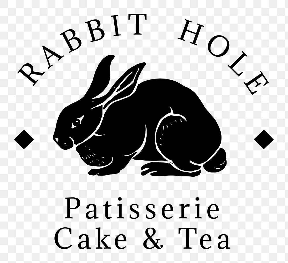 Vintage rabbit logo linocut png 