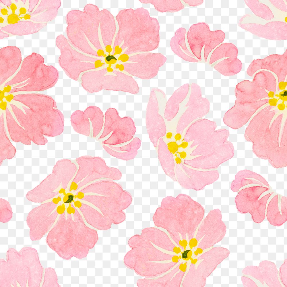 Png pastel wild rose pattern transparent background