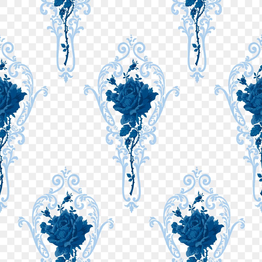 Png blue rose ornamental pattern transparent background