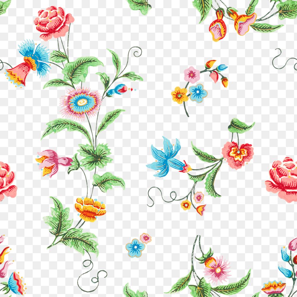 Png pastel botanical pattern transparent background
