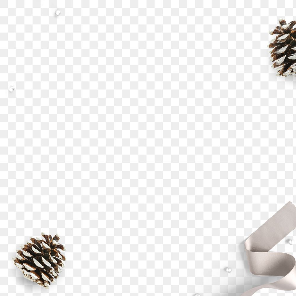 Frame png pine cone decorated Christmas background 