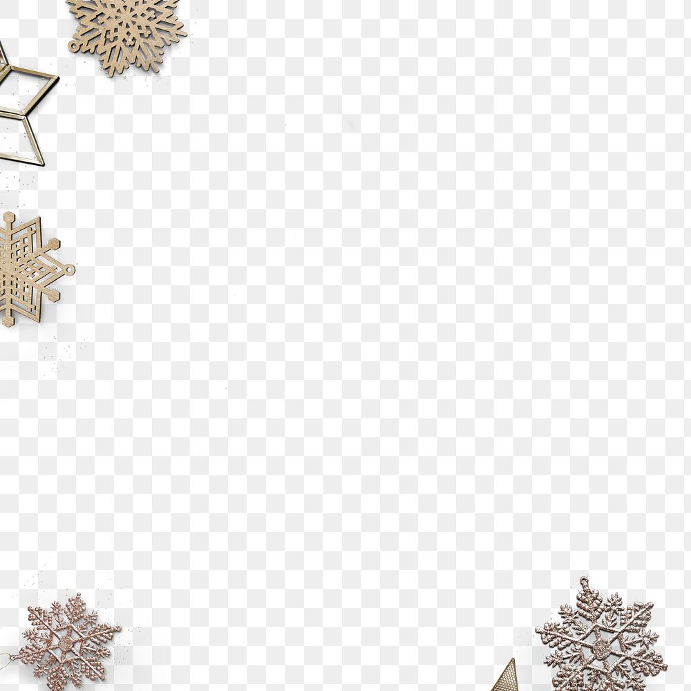 Gold snowflake pattern frame png Christmas background