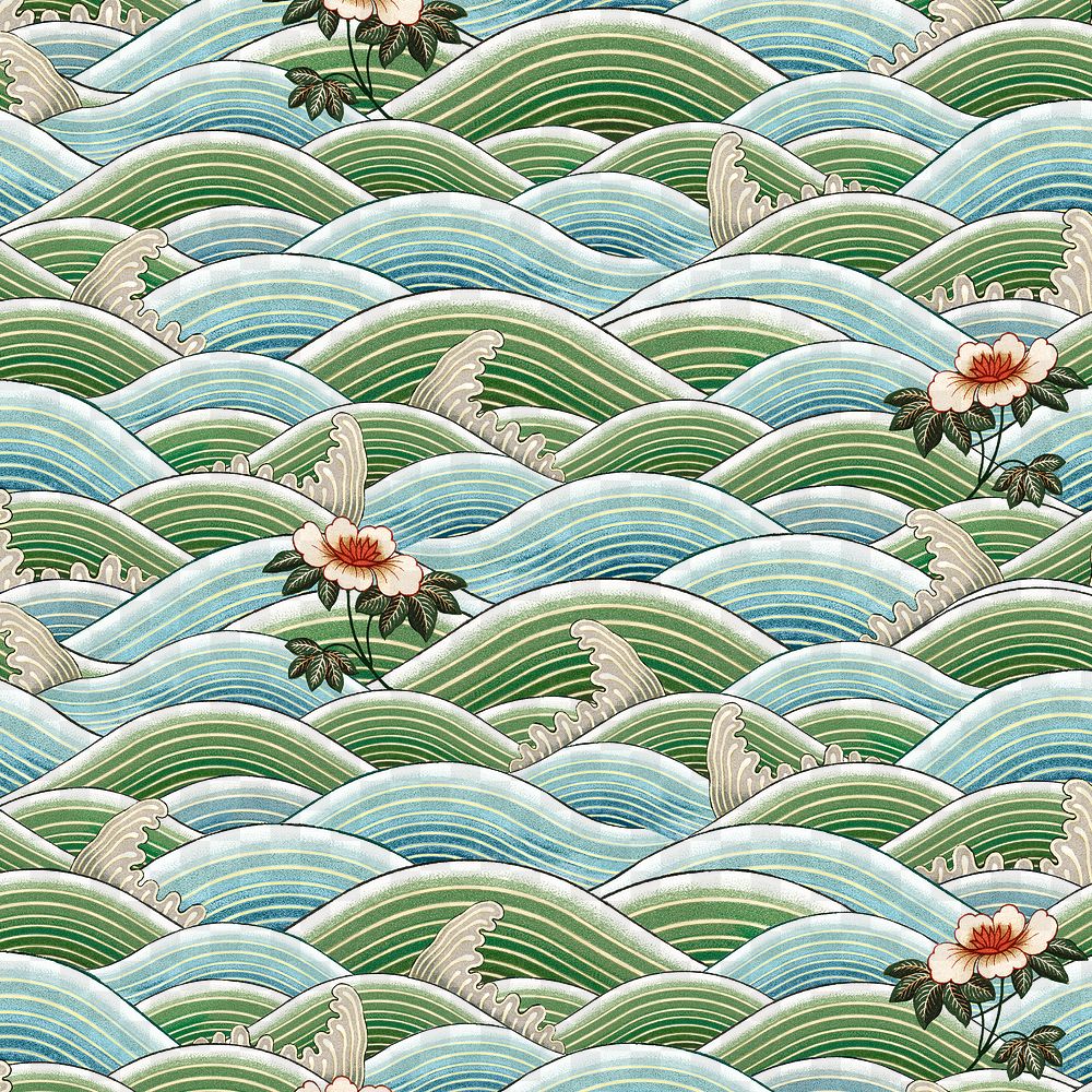 Chinese art wavy pattern png seamless background