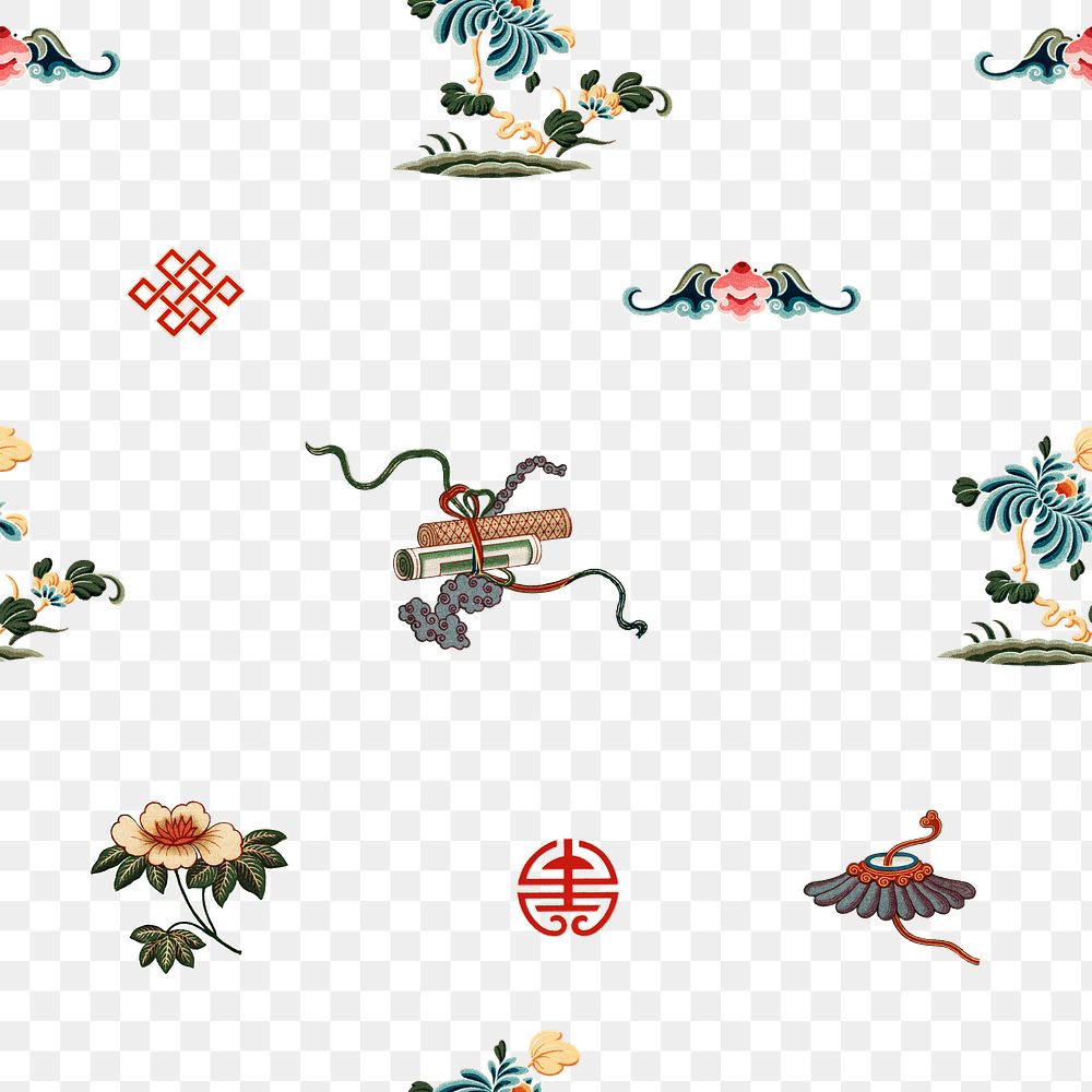 Png Chinese art pattern transparent seamless background