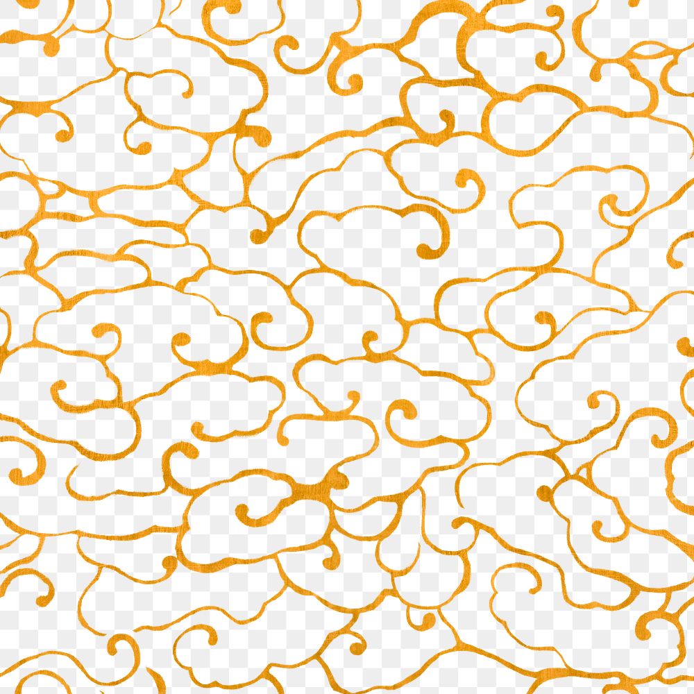 Png gold traditional Chinese art cloud pattern seamless background