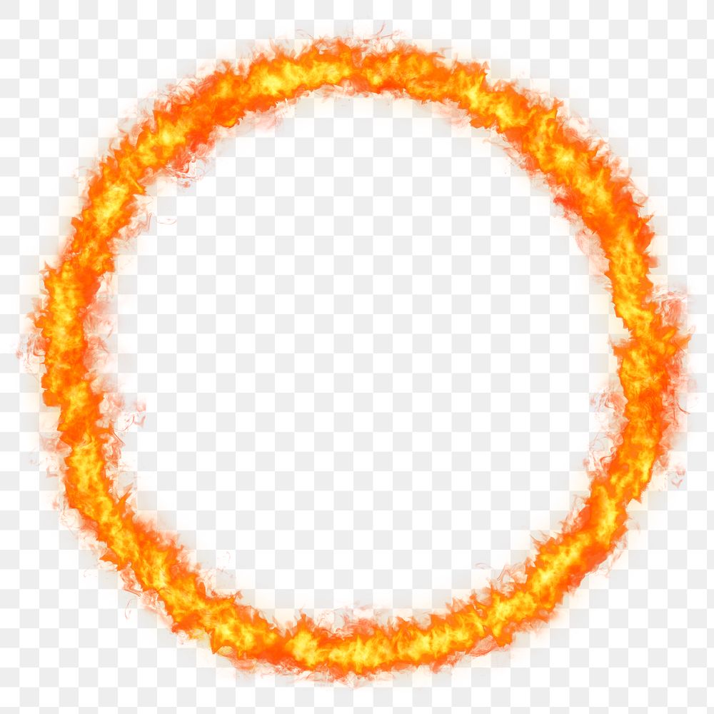 Dramatic png orange circle fire frame