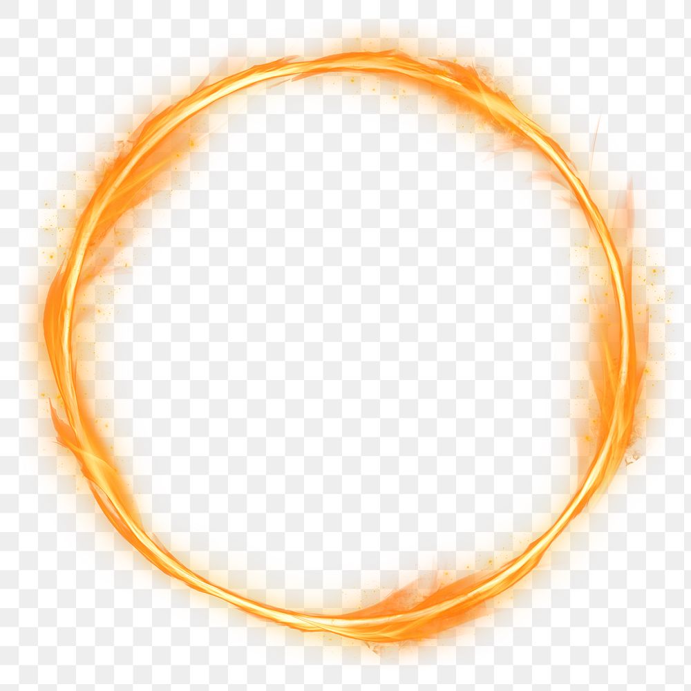 Png retro orange circle fire frame