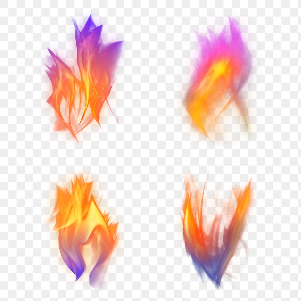 Png dramatic fire flame graphic element collection