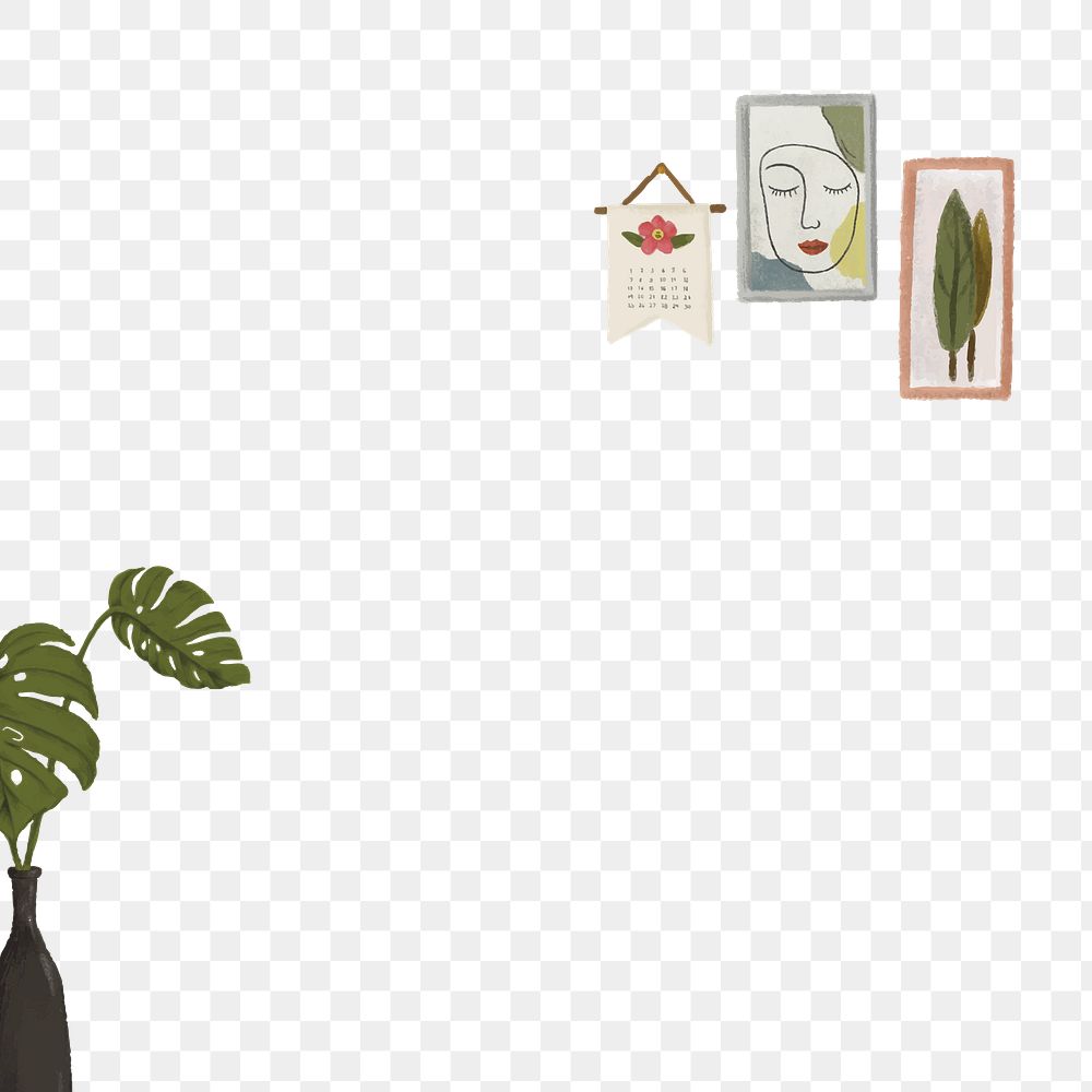 Monstera houseplant png social media transparent background cute drawing