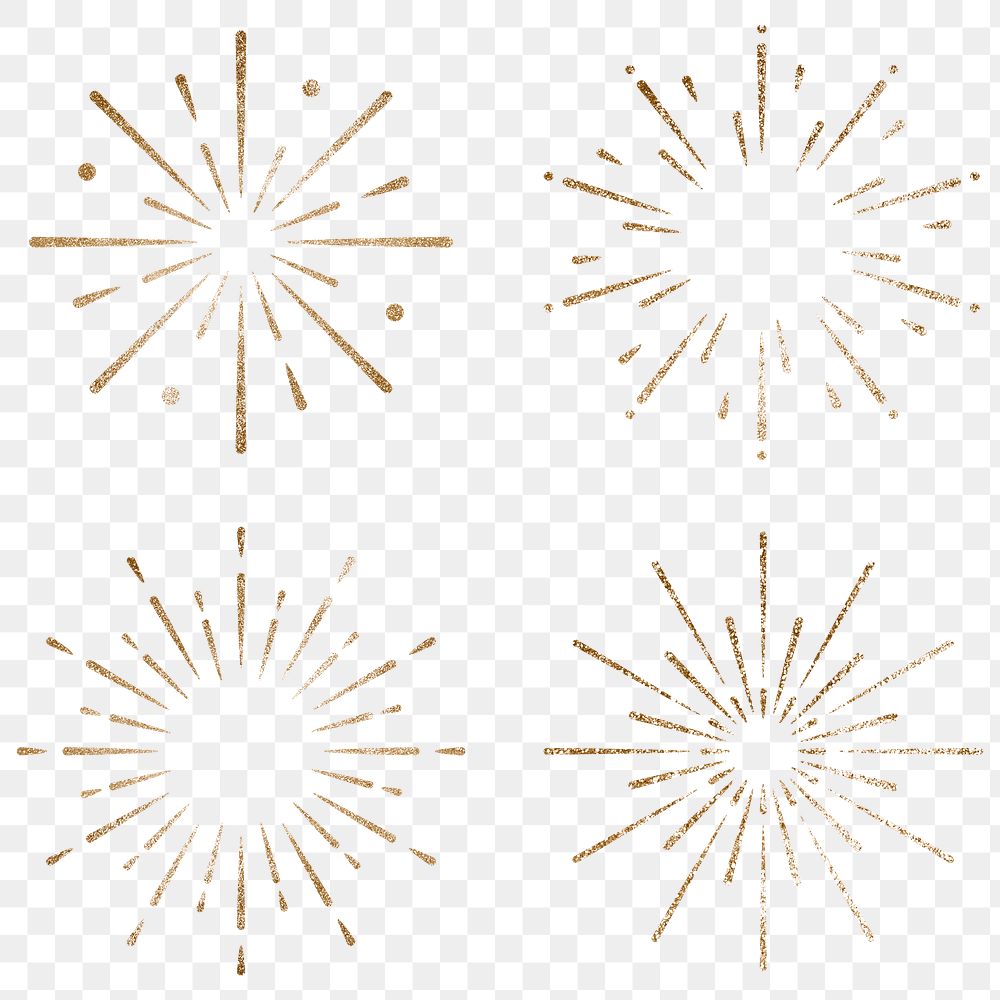 New year firework sticker transparent png set
