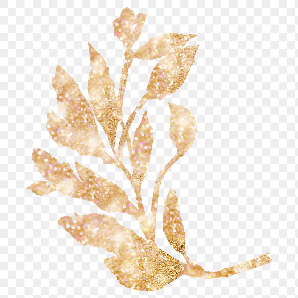 Luxury glittery leaf sticker png