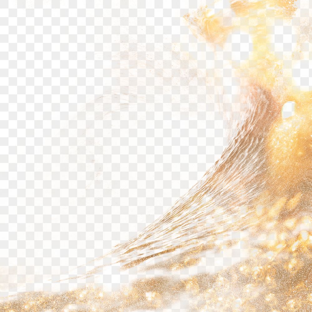 Sparkling gold wave png transparent background for social media ads