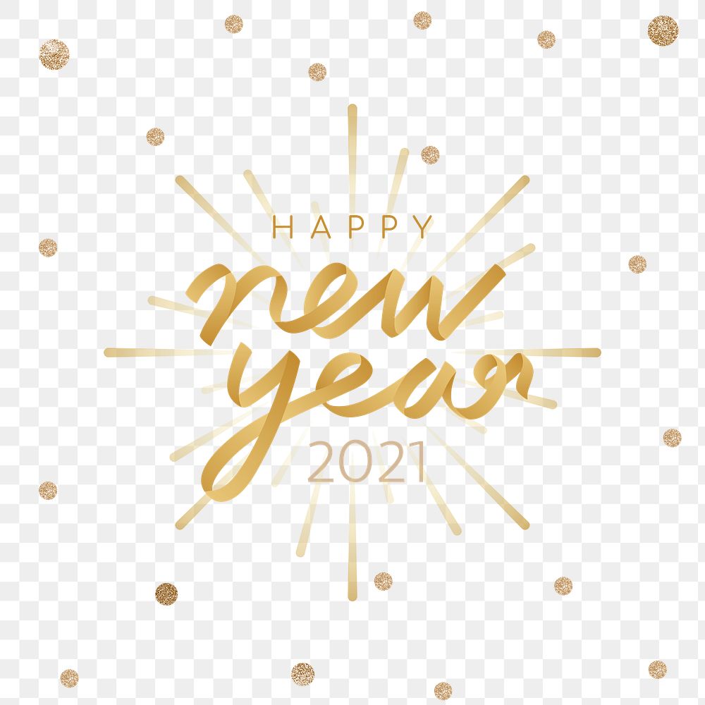 Happy new year 2021 png gold sticker