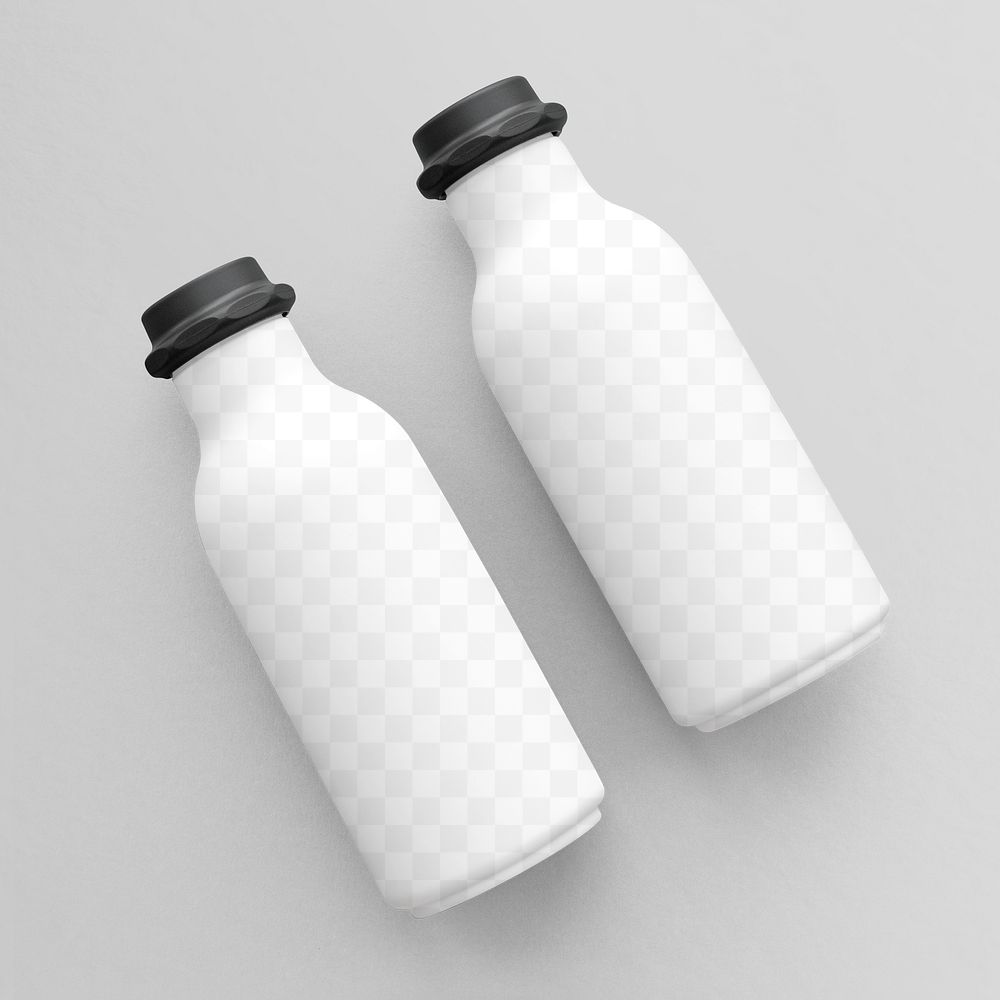Png water bottle mockups with black cap