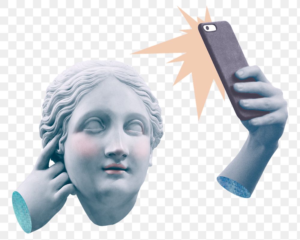 Png Greek selfie goddess statue social media addiction mixed media
