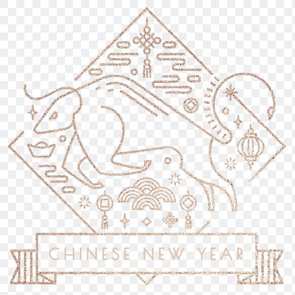 Chinese Ox Year gold png in transparent background
