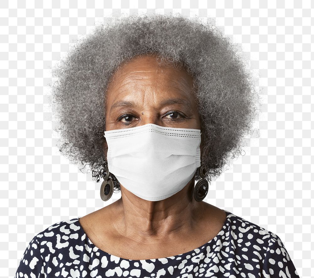 Elderly woman wearing mask png for Covid-19 prevention campaign