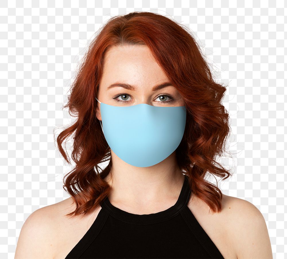 Blue mask on woman png Covid-19 prevention photoshoot