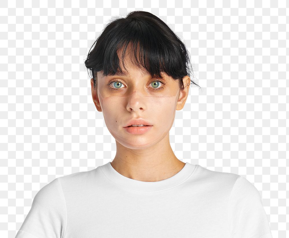 Woman  tan line png mockup face portrait on transparent background