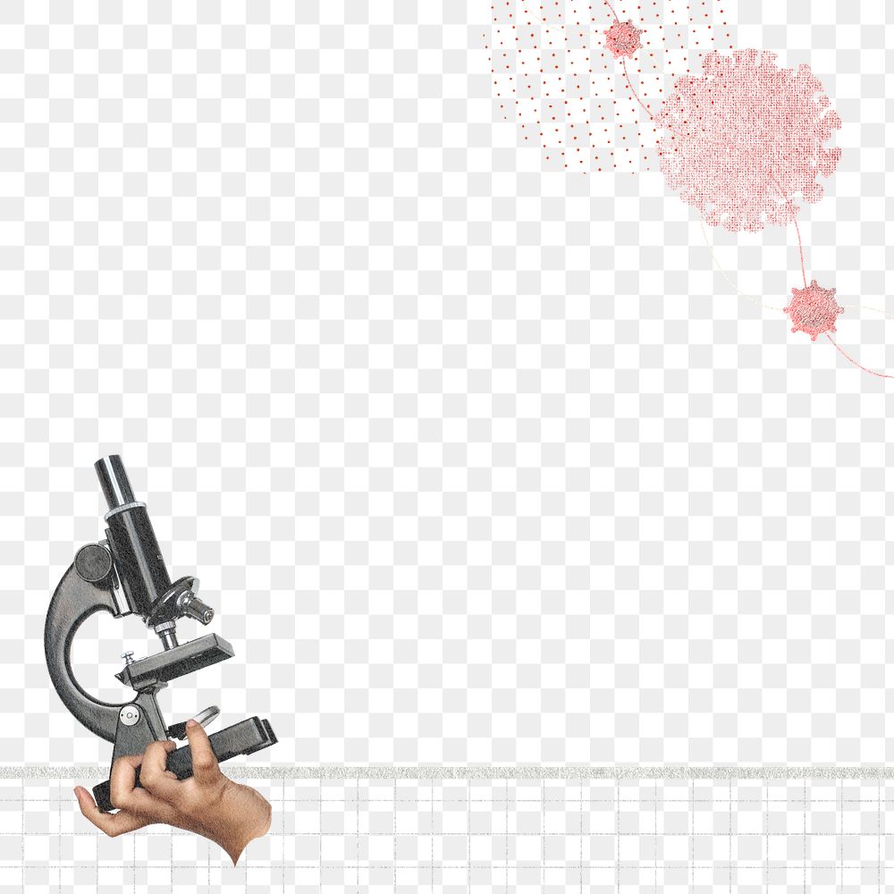 Coronavirus and microscope png border with transparent background