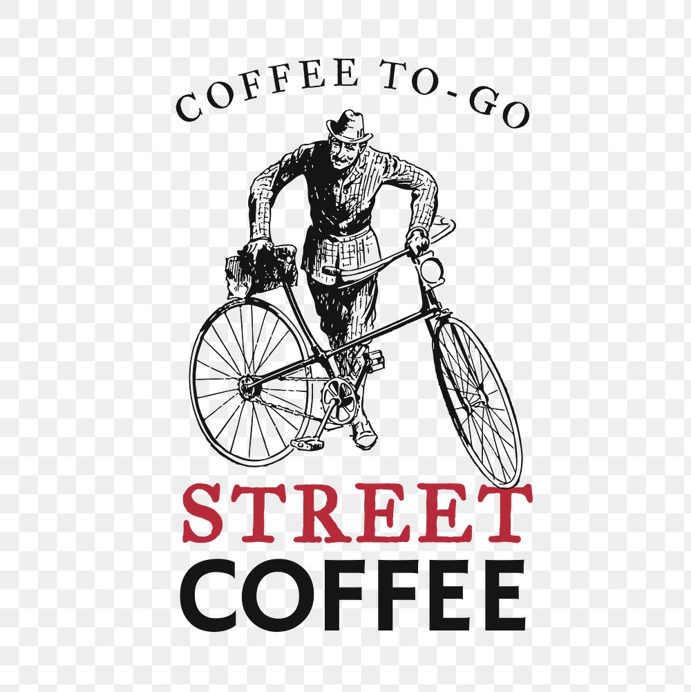 Coffee shop logo png business corporate identity with text and bicycle