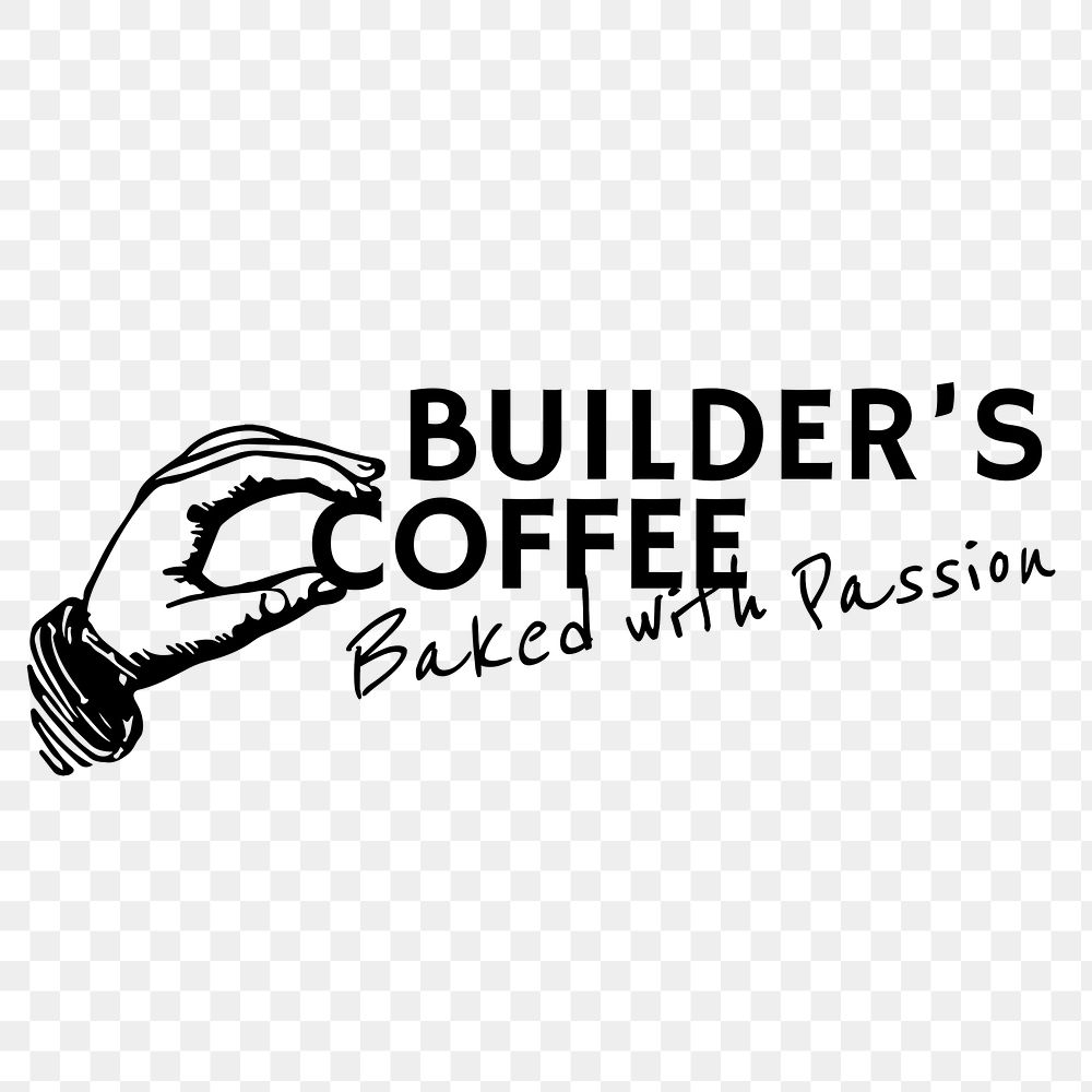 Coffee shop logo png business corporate identity with text and hand