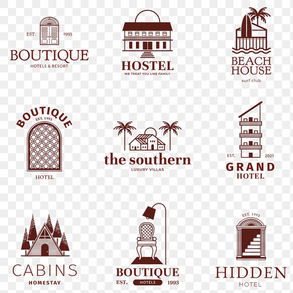 Hotel logo png brown business corporate identity set