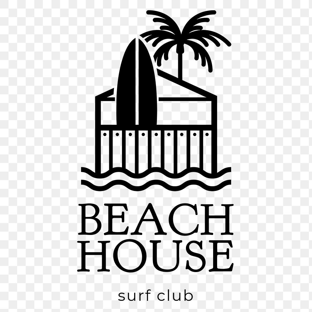 Hotel logo png business corporate identity with beach house surf club text