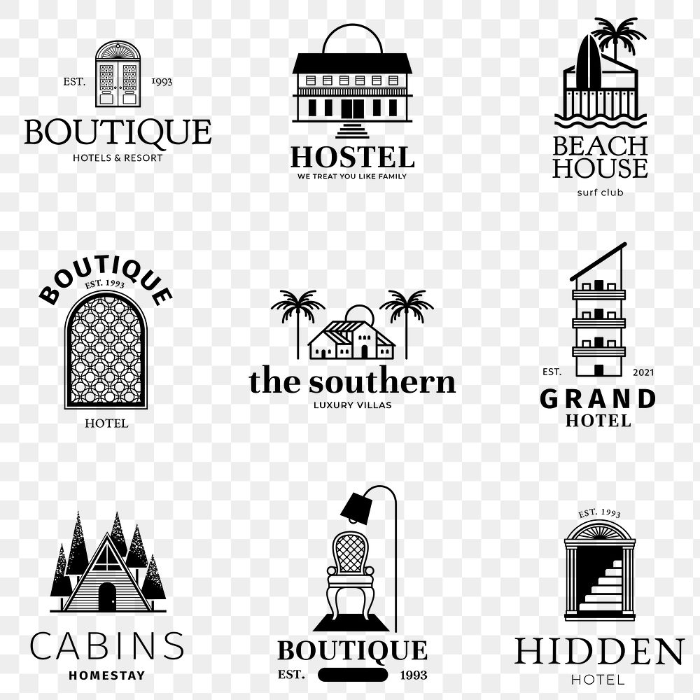 Png hotel logo black business corporate identity set