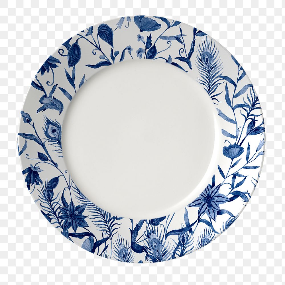 Png blue China floral porcelain plate tableware