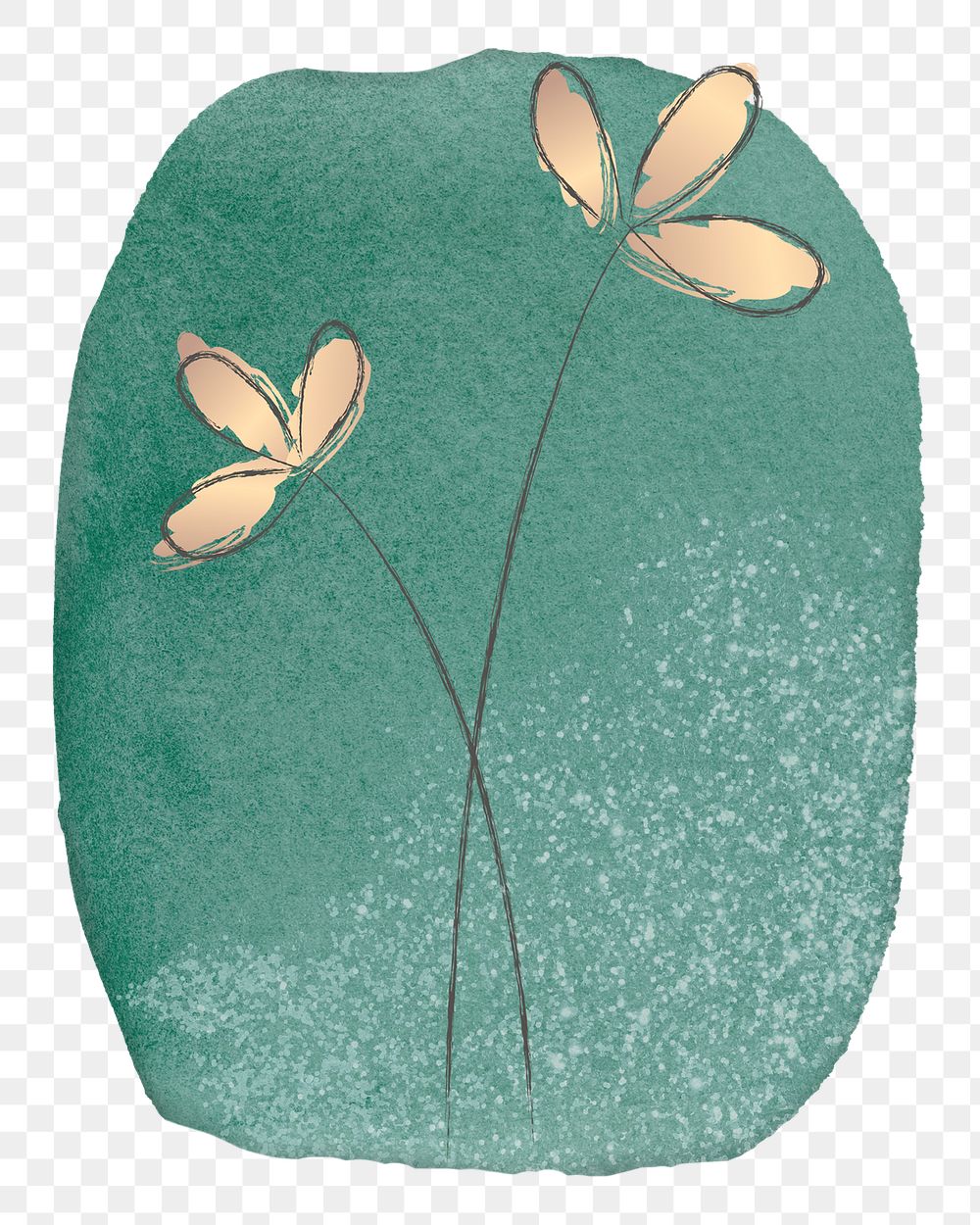 Png doodle flower with green brush transparent background