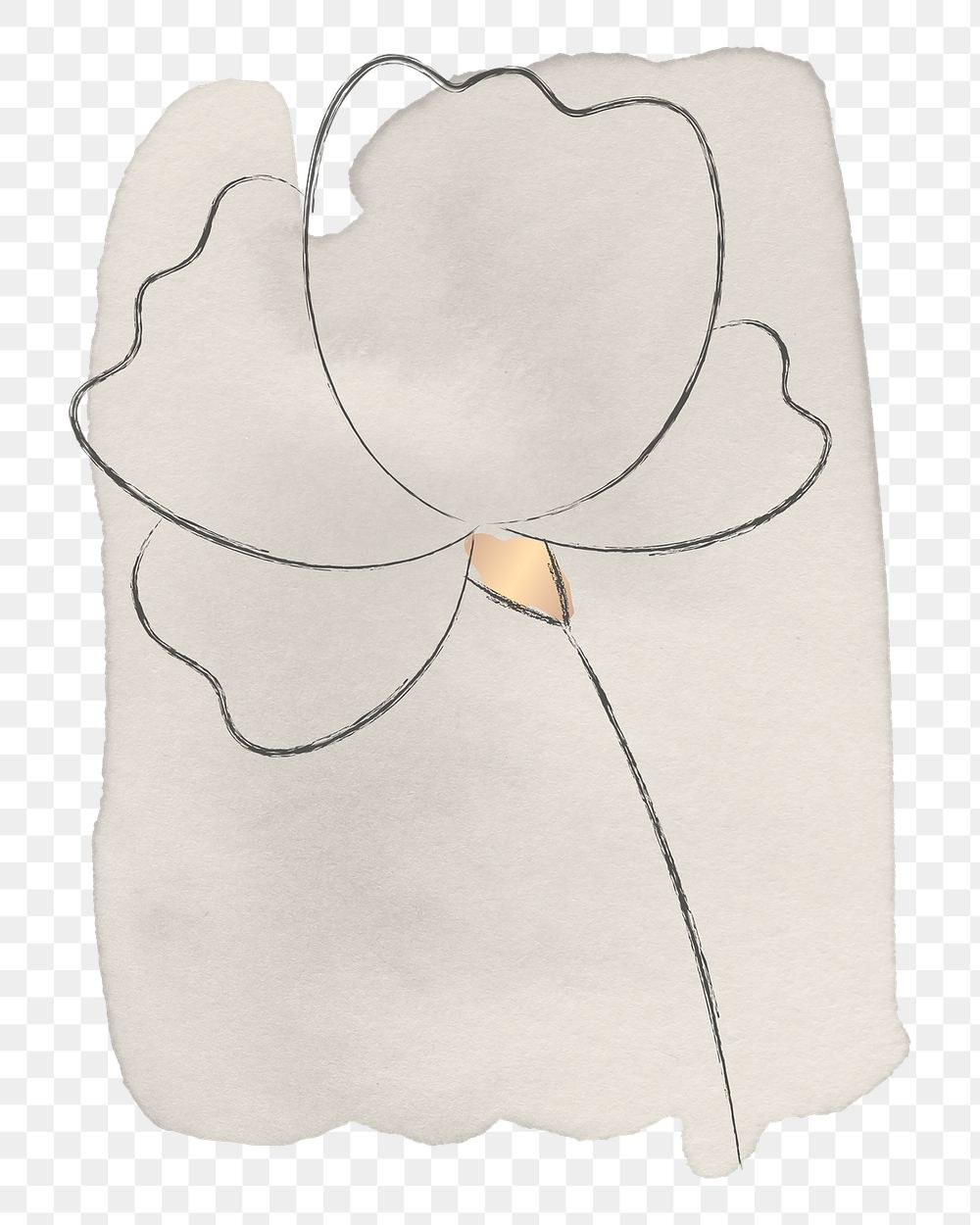 Png doodle flower with gray brush transparent background