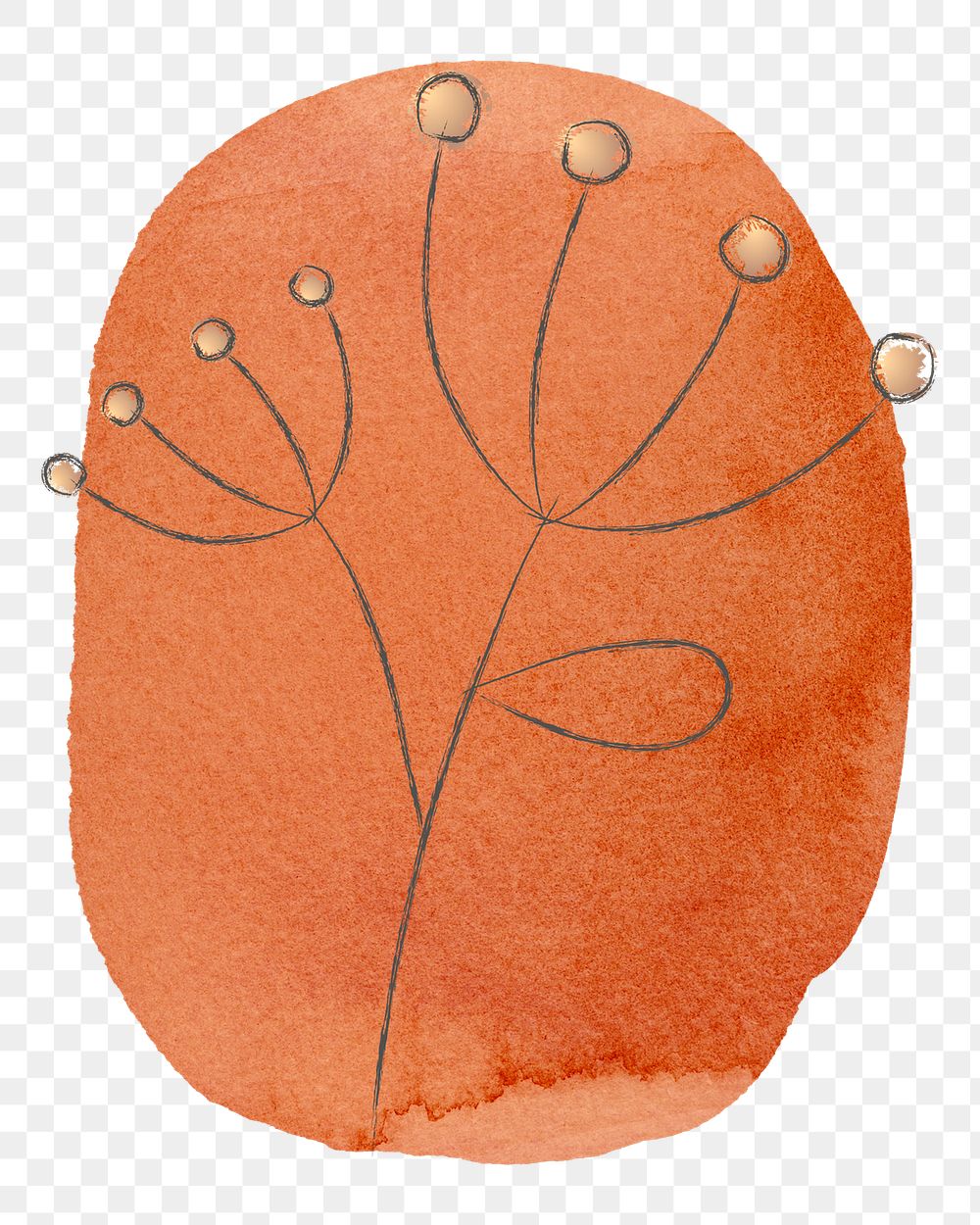 PNG orange patch with line art flower minimal aesthetic