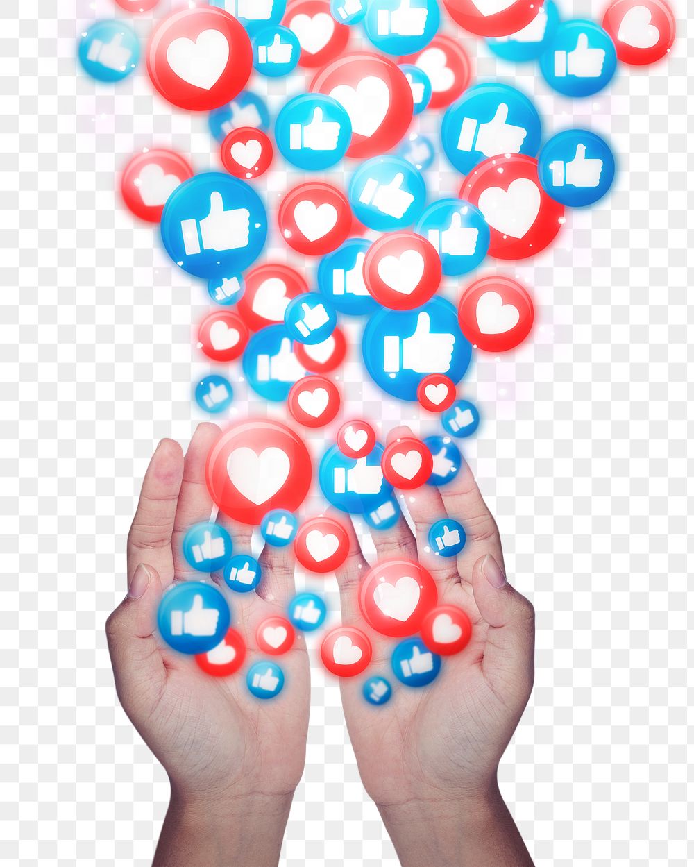 Social media png like and love icons
