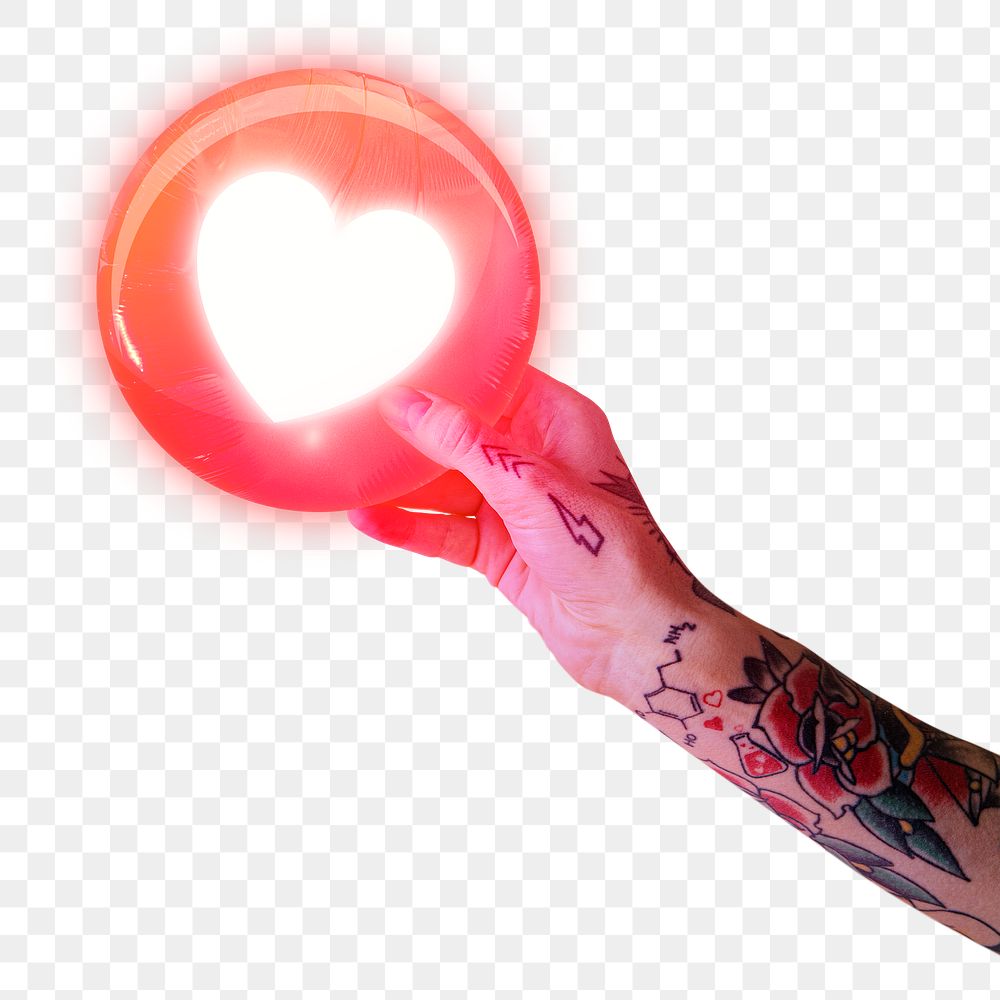 Person holding heart emoticon png social media reaction remix