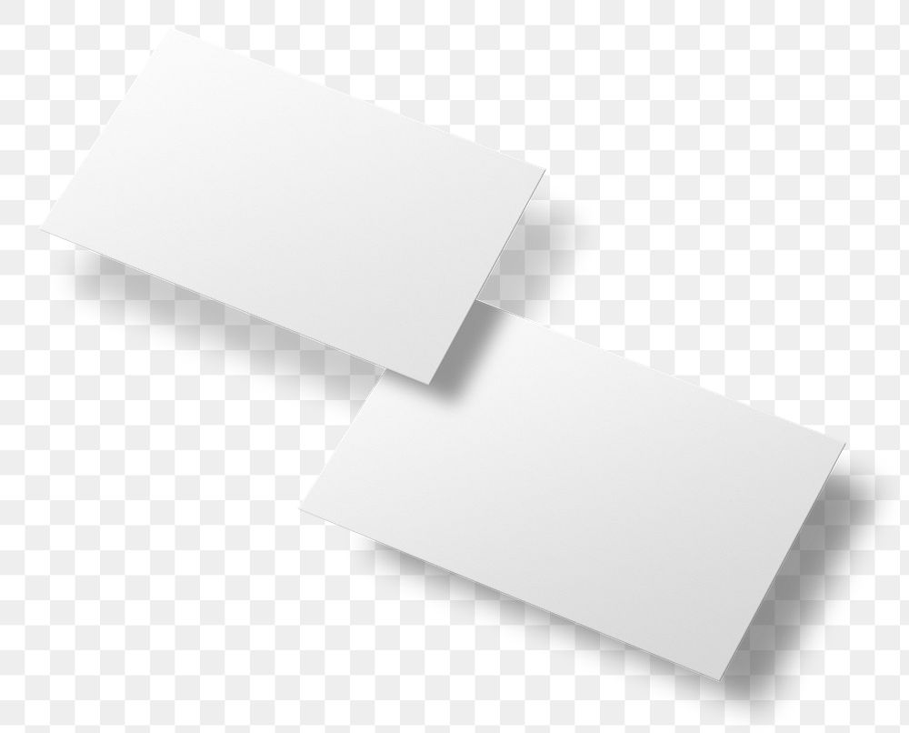 Png white business card mockup in front and rear view on transparent background