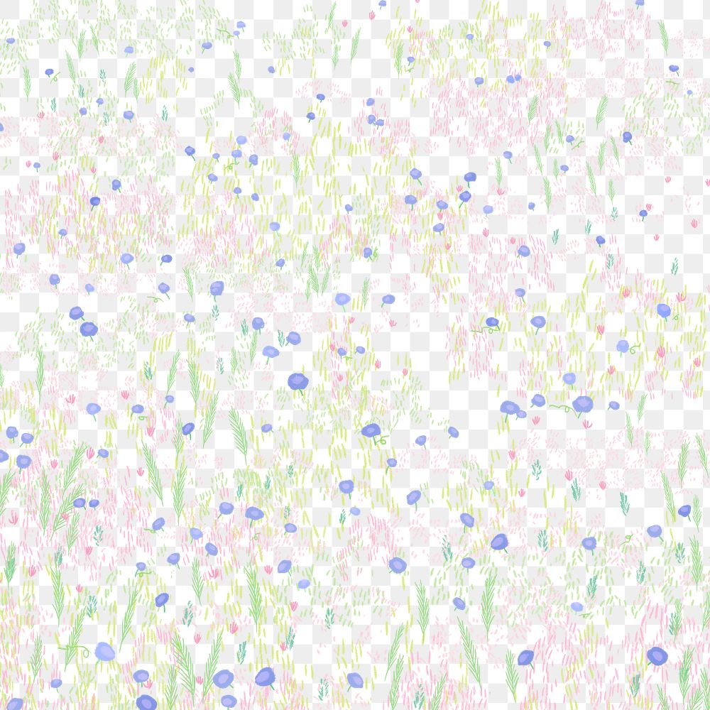Sketched png summer flower pattern transparent background