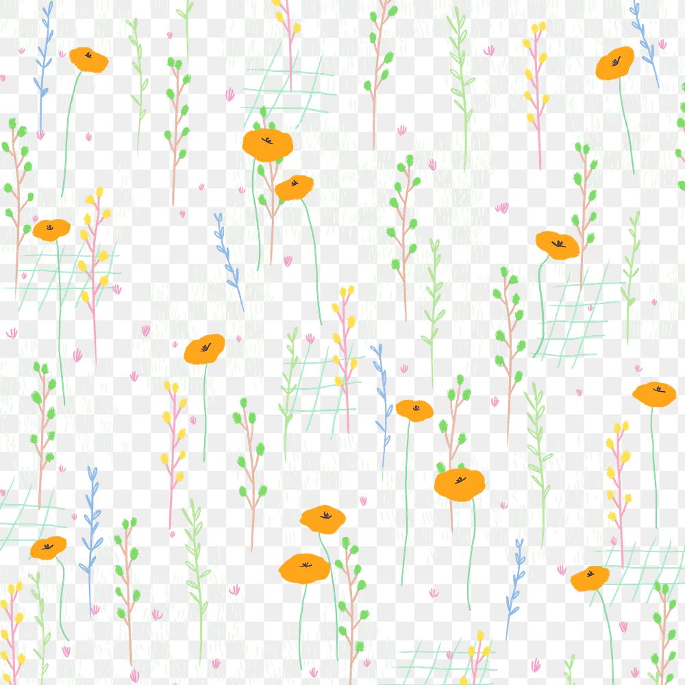 Bright png poppy pattern transparent design element