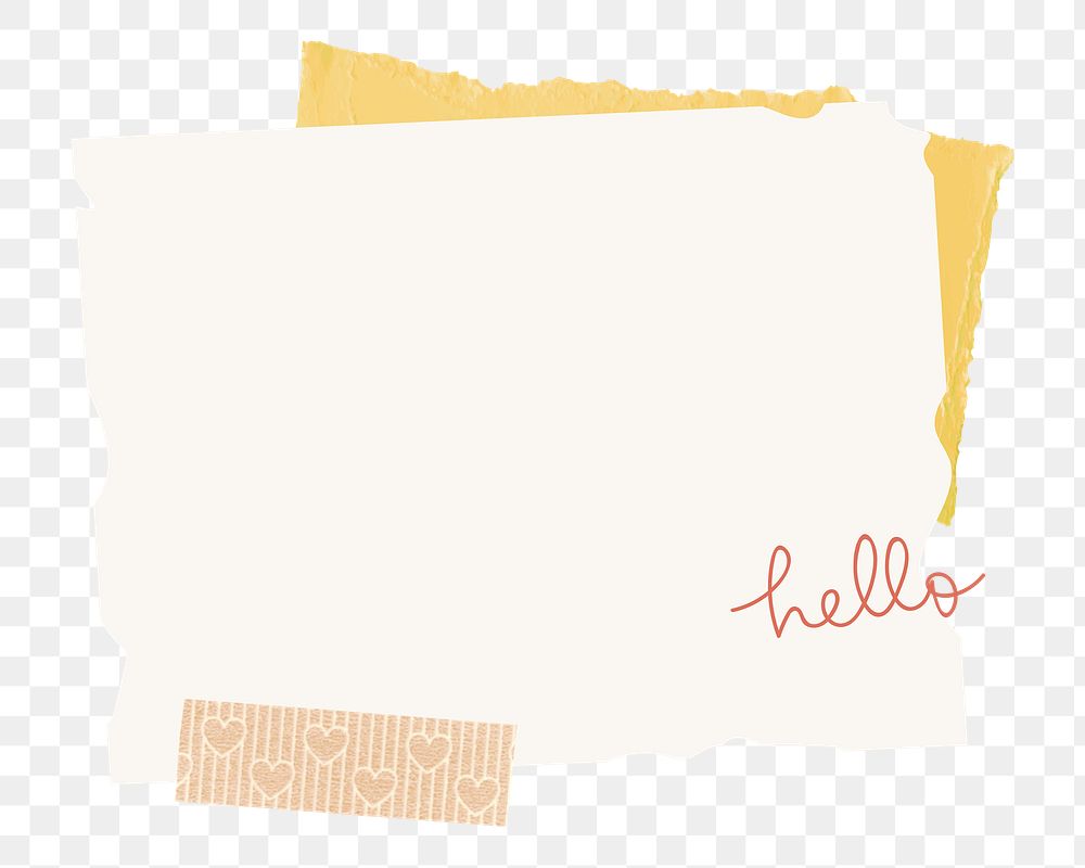 Png frame paper texture with &lsquo;hello&rsquo; wording