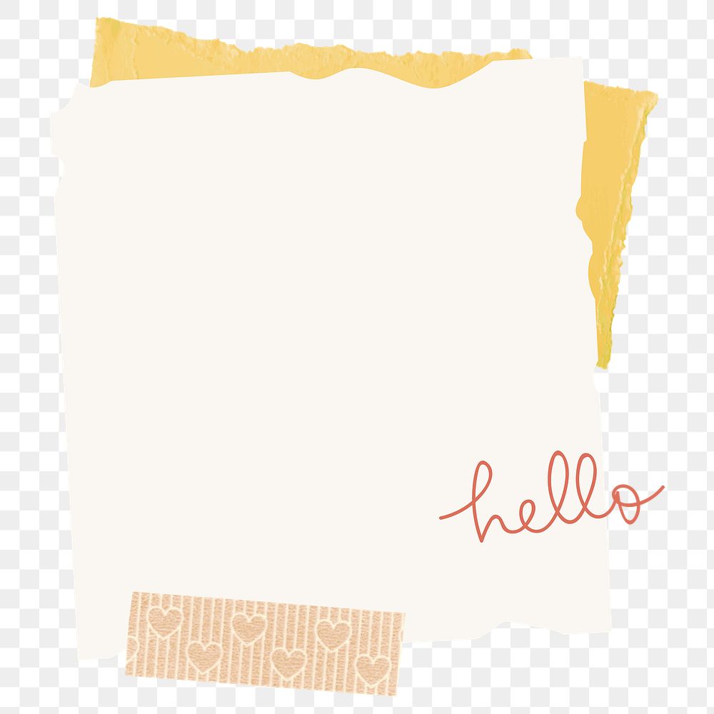 Png frame paper texture with &lsquo;hello&rsquo; wording