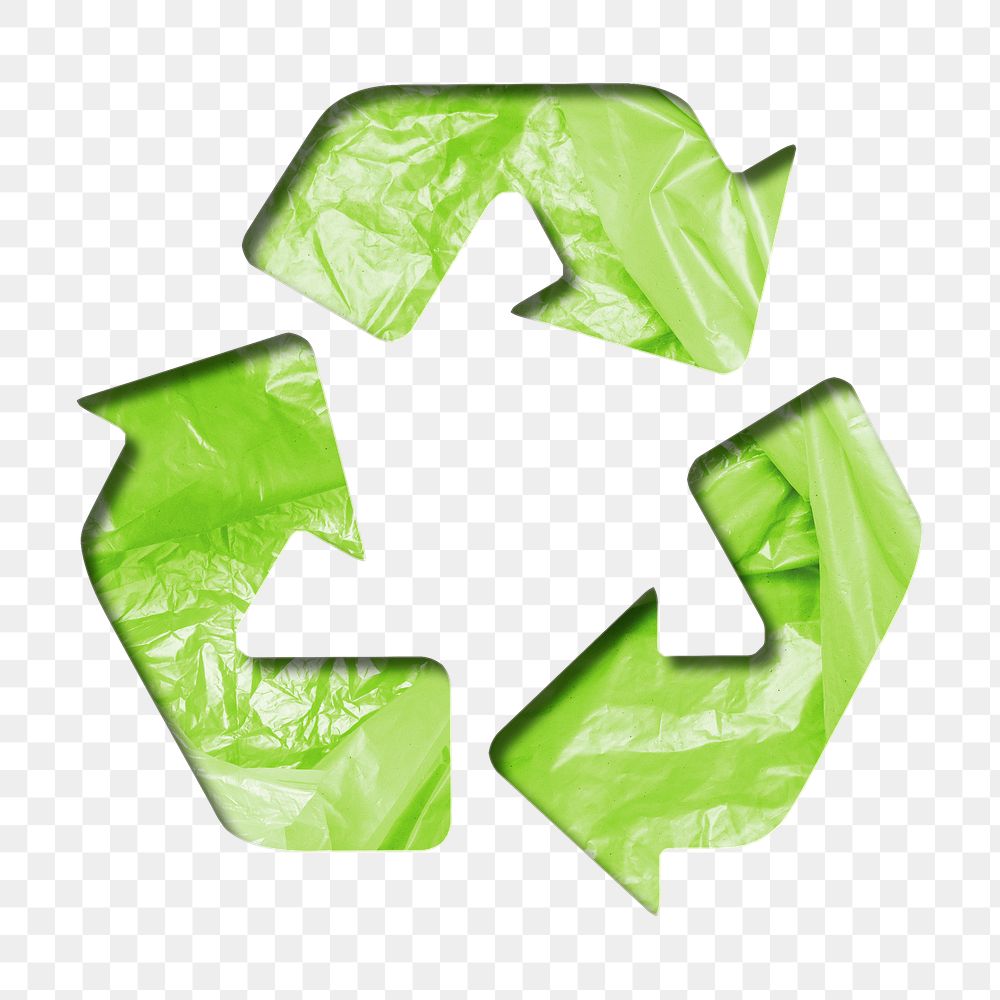 Png recycling symbol with green plastic bags