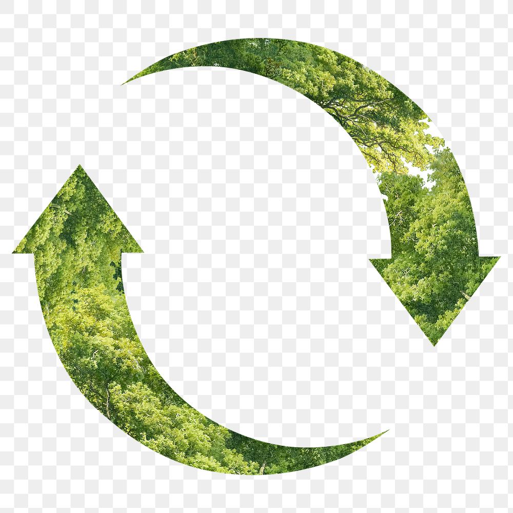 Png recycling symbol with green trees