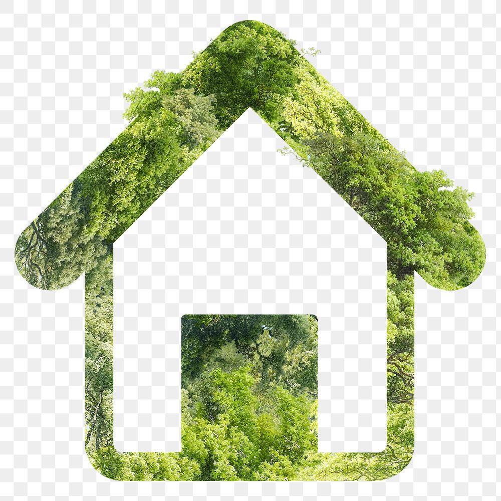Png green planted house symbol sustainable living concept