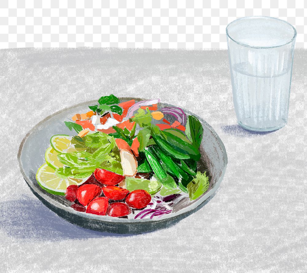 PNG food and healthy lifestyle color pencil illustration