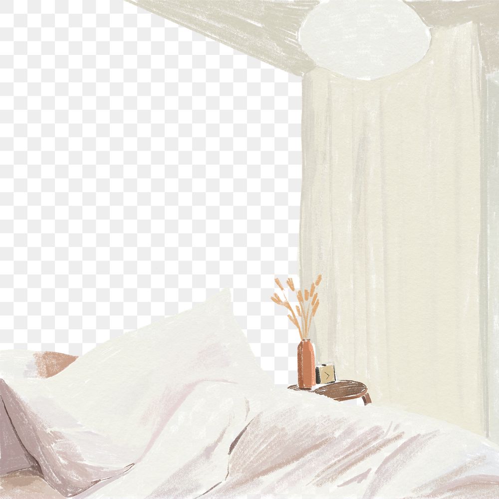 PNG bedroom transparent background color pencil illustration