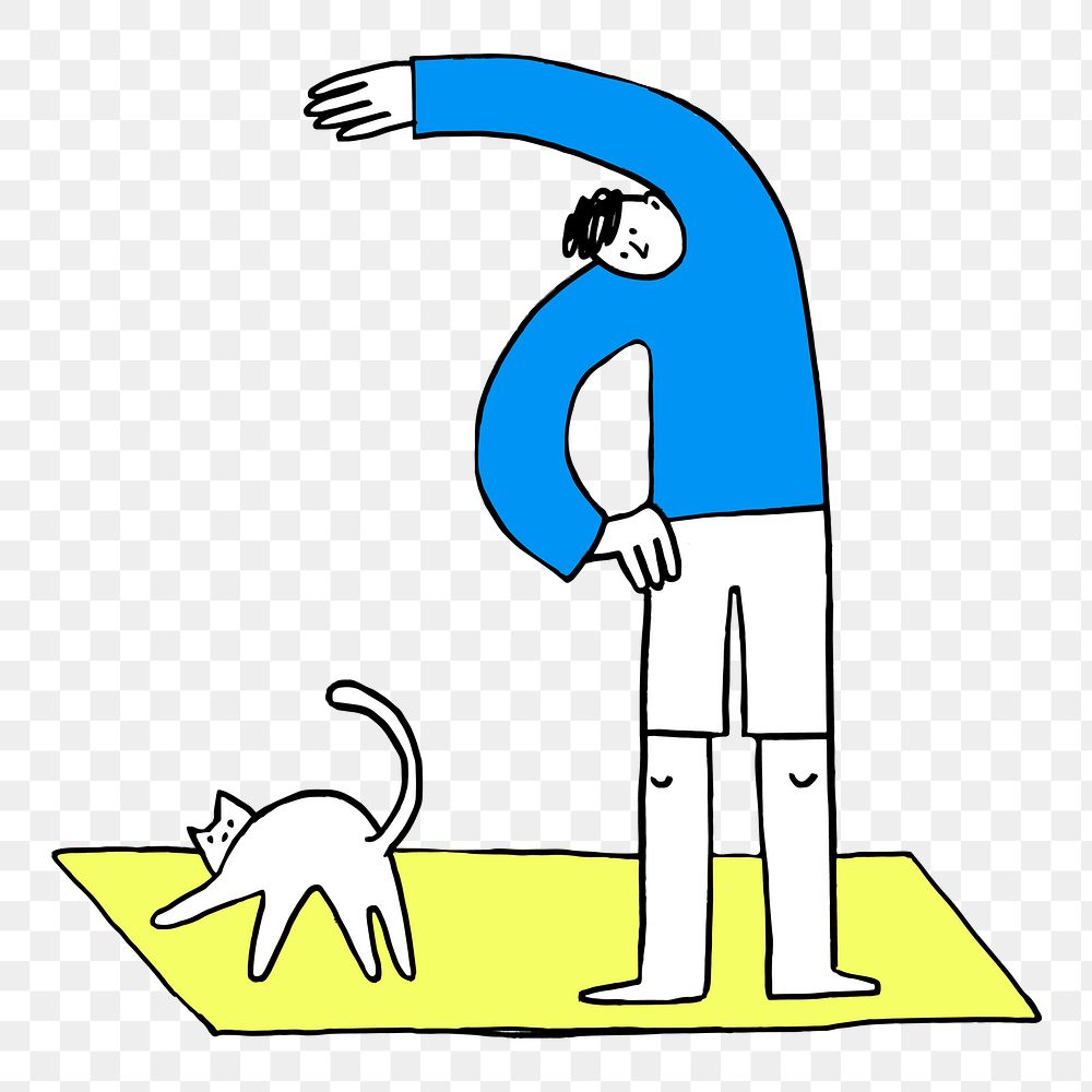 Png man character doing yoga with pet healthy lifestyle illustration